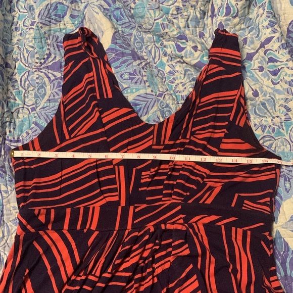 Banana Republic Navy blue and coral maxi dress size L - Picture 6 of 6